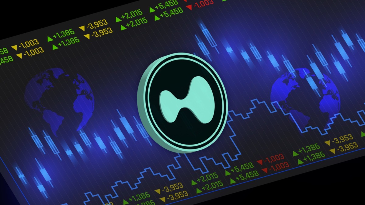 hyperliquid-hyper cryptocurrency illustrations on abstract background. 3d illustrations.