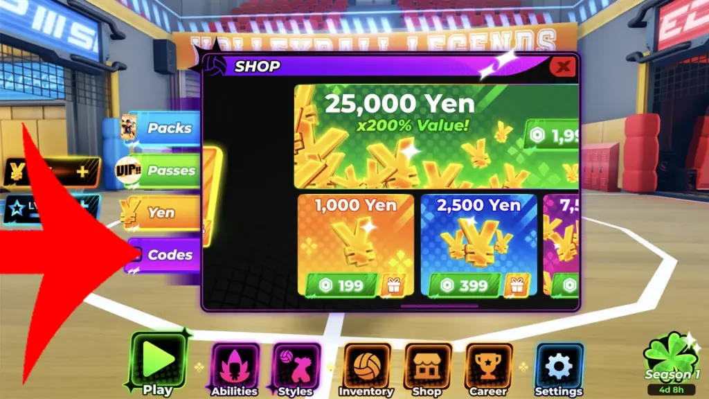 gamen.pro volleyball legends codes button
