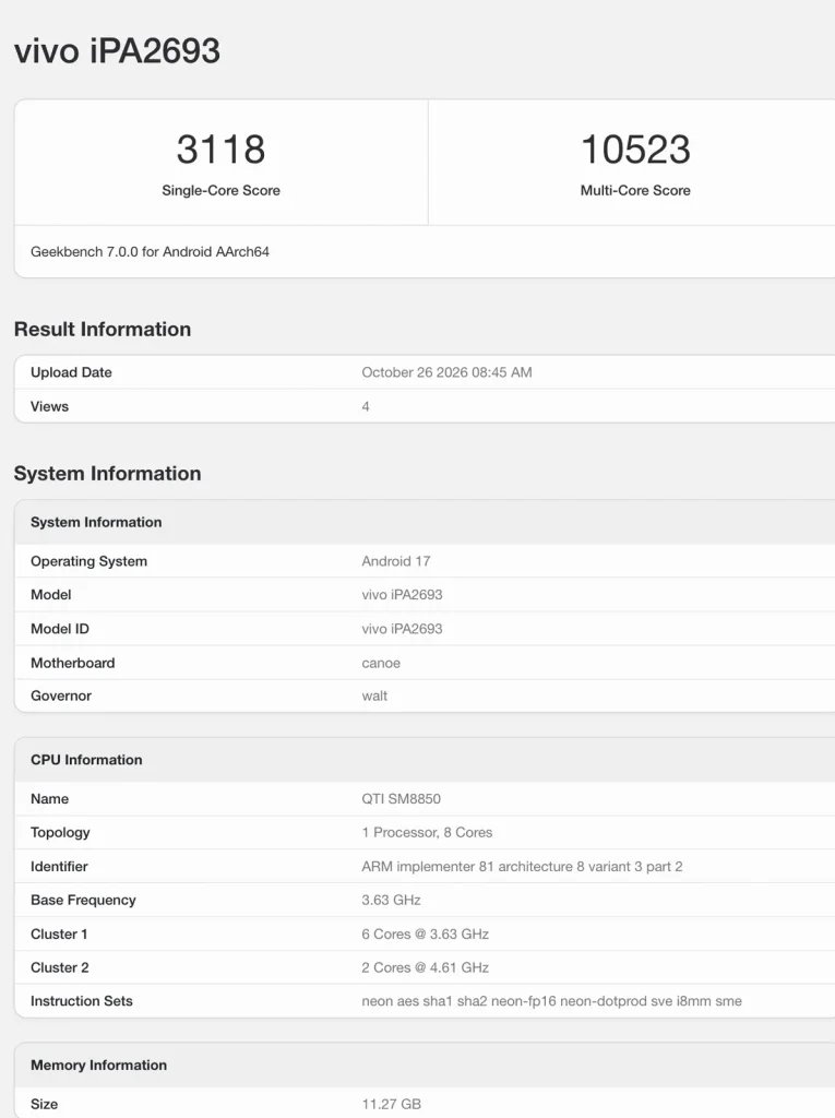 iQOO Pad Pro lộ diện điểm Geekbench khủng và mang quạt tản nhiệt lên tablet 8,8 inch 1 gamen.pro iqoo pad pro geekbench q82 w h1600