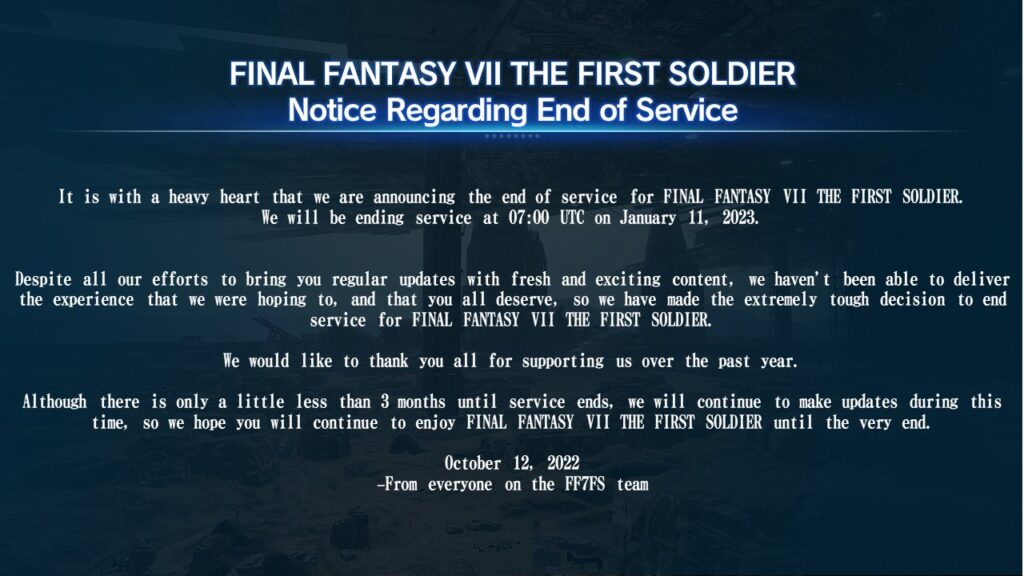 Final Fantasy 7 The First Soldier bị khai tử sau hơn 1 năm phát hành 2 Final Fantasy 7 The First Soldier 1