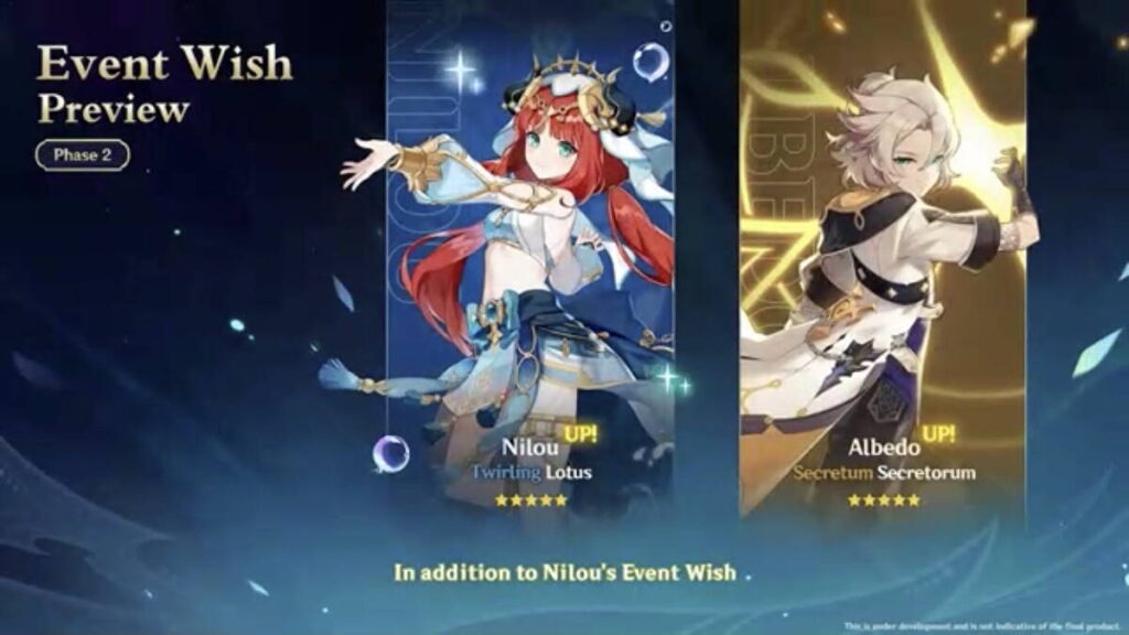 Genshin Impact 3.1 Banners Phase 2 Nilou Albedo