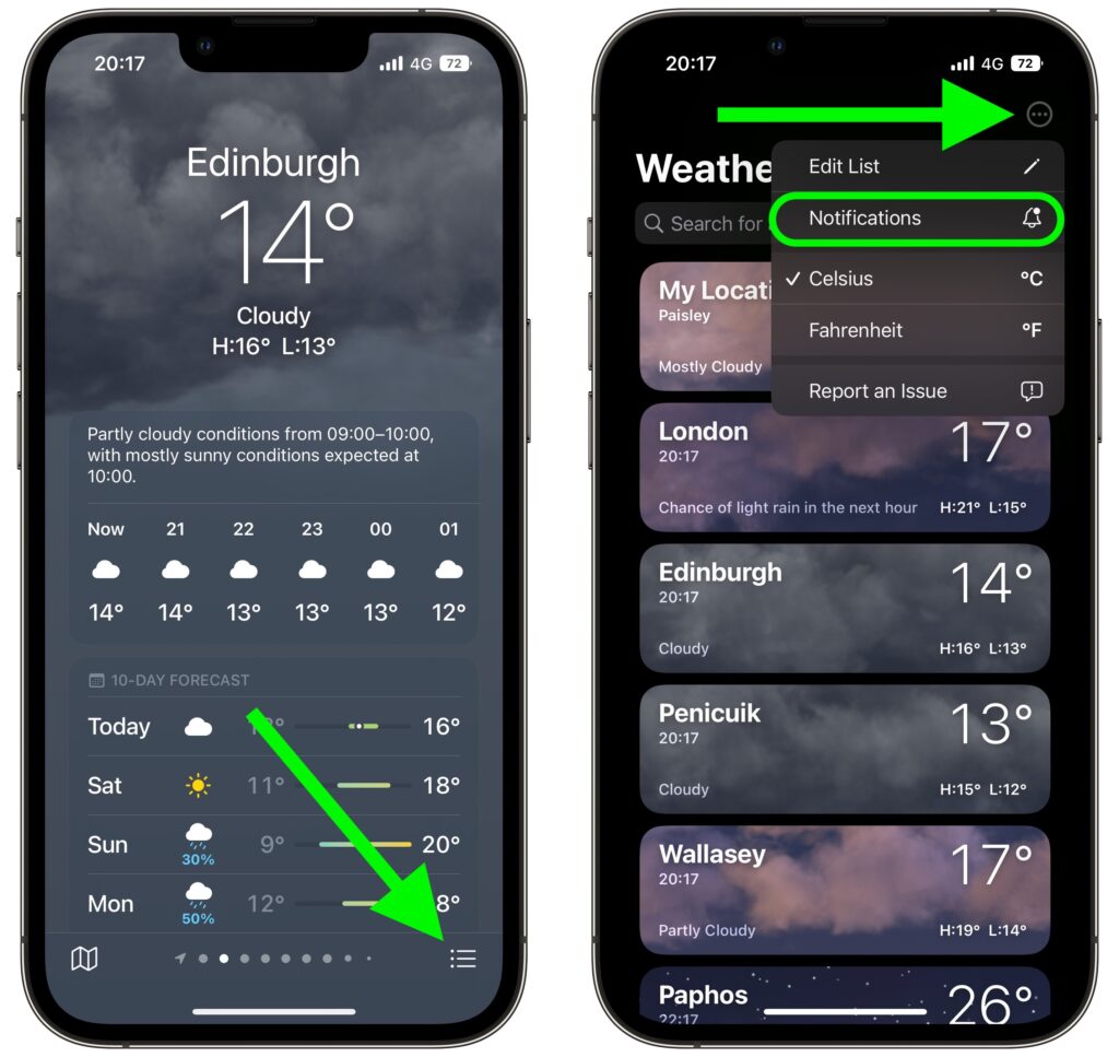 Cách thiết lập cảnh báo thời tiết nguy hiểm trên iPhone 1 weather