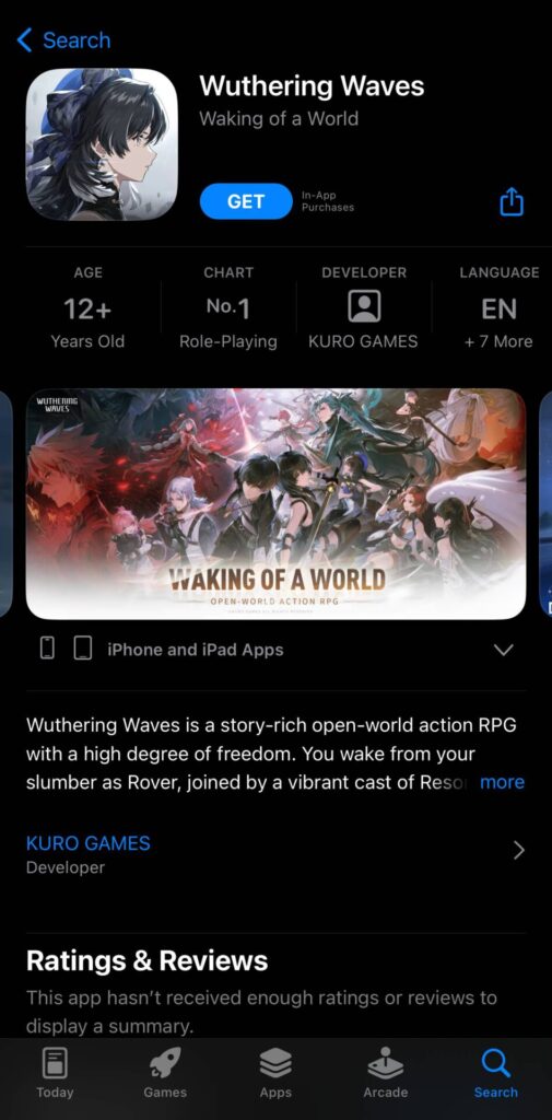 Cách tải hàng hot Wuthering Waves trên iOS cực đơn giản 4 Wuthering Waves 17163473173441666131184
