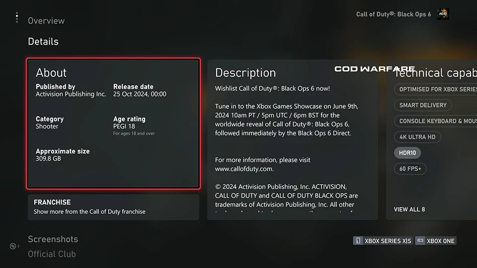 Call of Duty Black Ops 6 xbox series