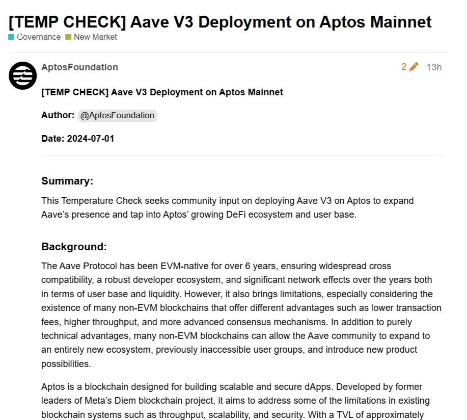 Aptos đề xuất tích hợp với Aave V3 1 Aptos 030720241
