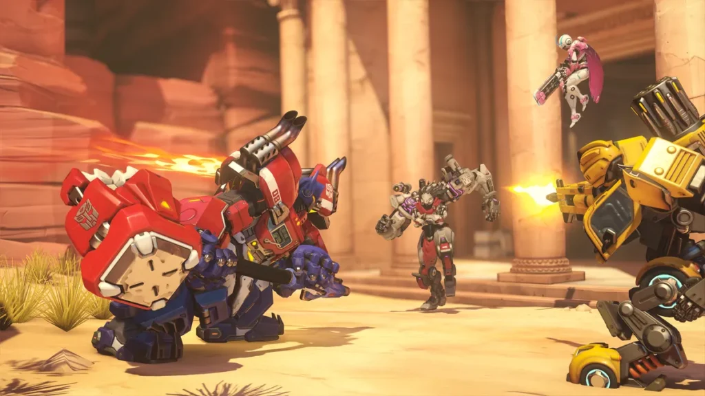ow2 x transformercollab gameplay groupshot02