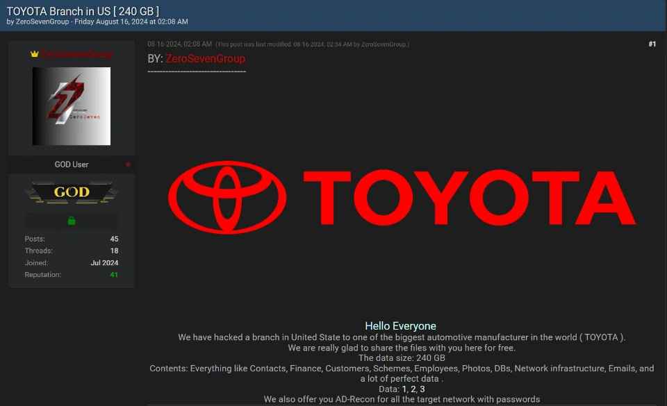 toyota 240gb