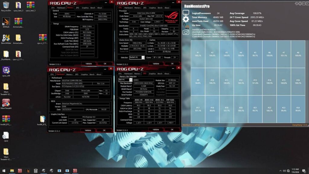 07 trident z5 ck ddr5 10000 asus rog maximus z890 apex