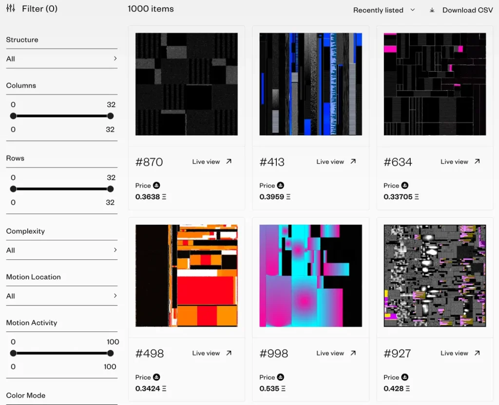 Art Blocks có cú nhảy vọt trên Ethereum 1 art blocks marketplace