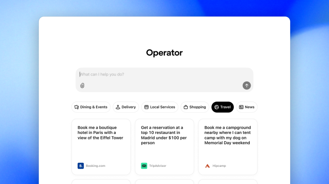 OpenAI ra mắt Operator 2 chatgpt Home screen Travel gamen.pro