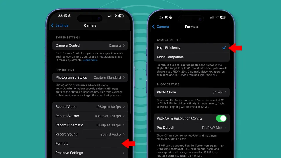 iPhone 16 file format