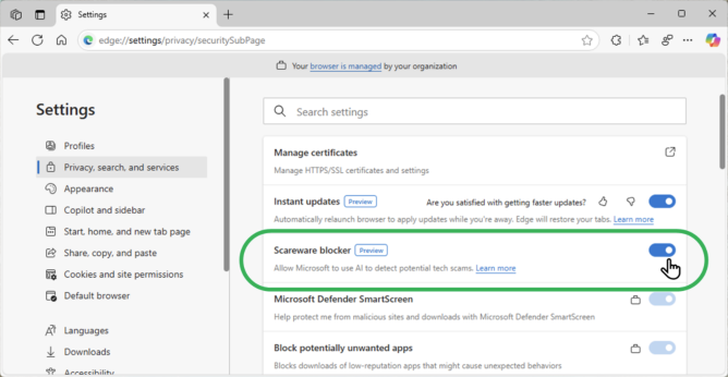 Microsoft Edge thử nghiệm chặn lừa đảo 1 scareware blocker settings gamen.pro