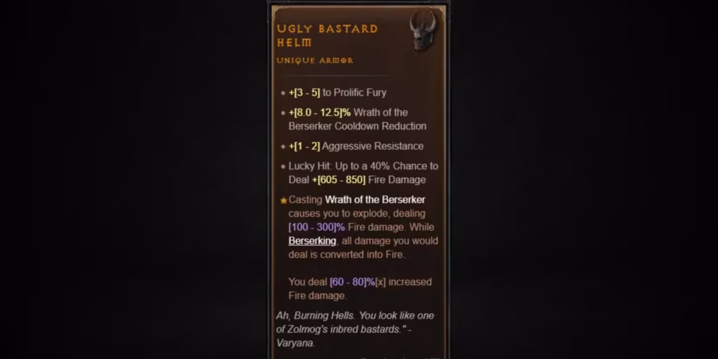 Ugly Bastard Helm Unique Diablo IV
