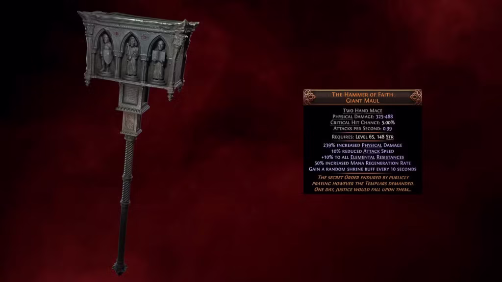 Path of Exile 2 hé lộ hai trang bị mới 1 path of exile 2 update 0 2 0 item 1 the hammer of faith giant maul gamen.pro