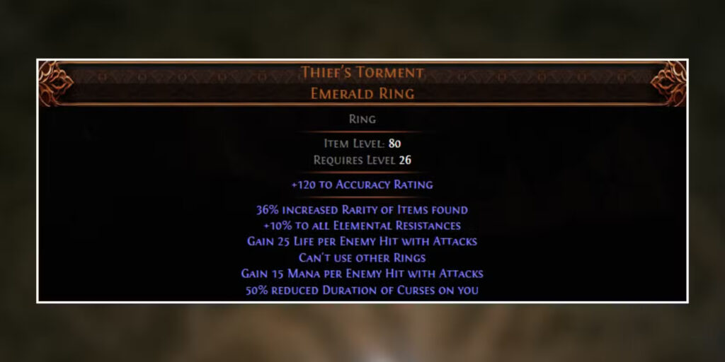 thief s torment emerald ring in path of exile 2