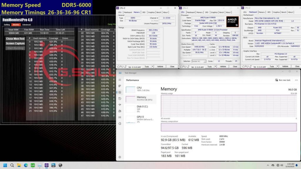 G.SKILL ra mắt RAM DDR5-6000 CL26 96 GB 2 03 gskill ddr5 6000 c26 2x48gb x870e msi