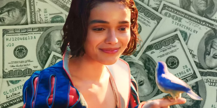 rachel zegler as snow white admiring a bird in front of money gamen.pro