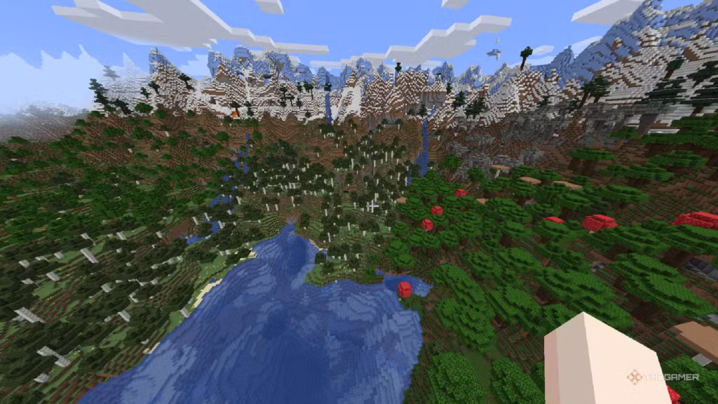 Minecraft: Gợi ý những seed tốt nhất để khám phá bản cập nhật Spring to Life 2 gamen.pro a circular mountain range with a lake in the center from above in minecraft