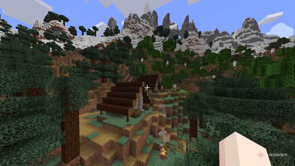 Minecraft: Gợi ý những seed tốt nhất để khám phá bản cập nhật Spring to Life 4 gamen.pro a player looking at a mountain taiga village in minecraft