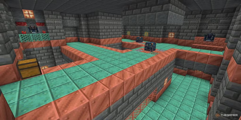 gamen.pro a room made of various copper blocks in a trial chamber structure underground in minecraft