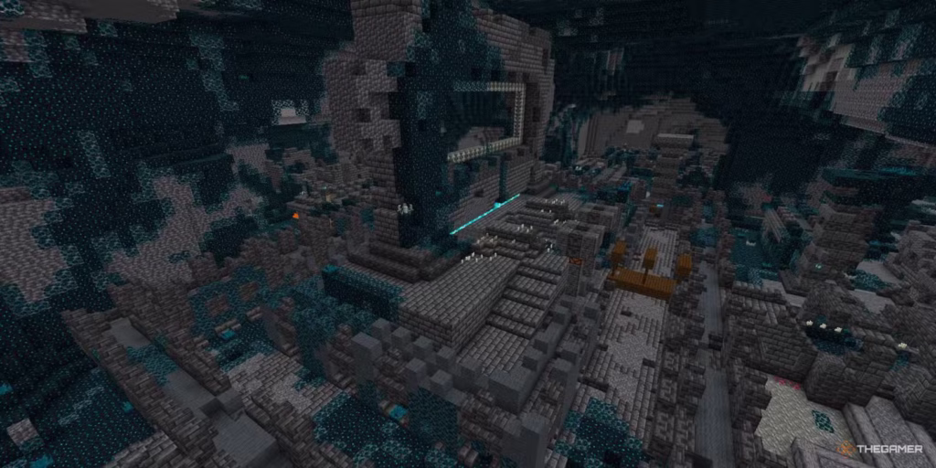 gamen.pro an underground ancient city structure seen in a deep dark biome in minecraft