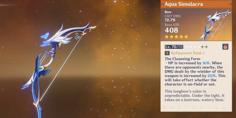 Genshin Impact: Chọn vũ khí nào để Tighnari bắn cháy máy? 5 genshin impact aqua simulacra bow with description gamen.pro