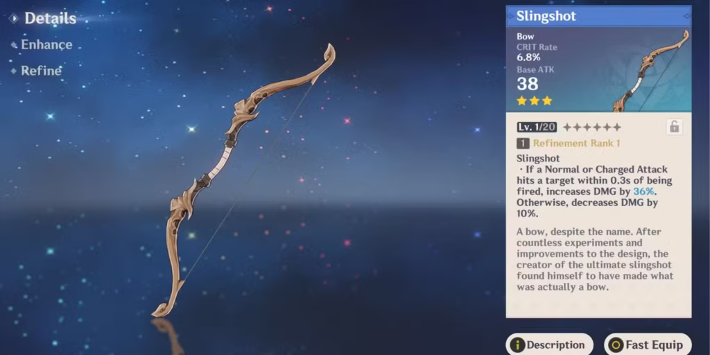 Genshin Impact: Chọn vũ khí nào để Tighnari bắn cháy máy? 2 genshin impact slingshot weapon with description gamen.pro