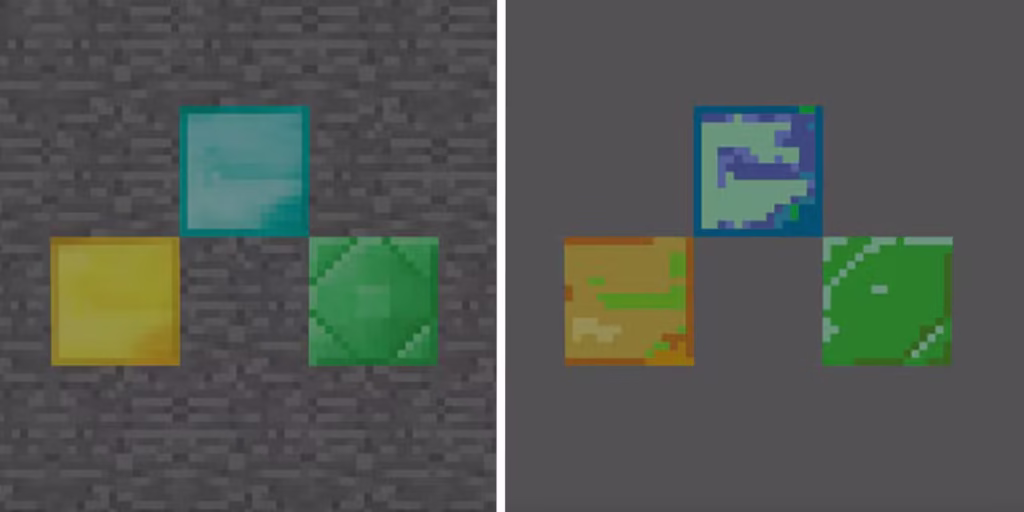 a comparsion of the textures on the diamond gold emerald and stone blocks from the april fools texture update of minecraft gamen.pro