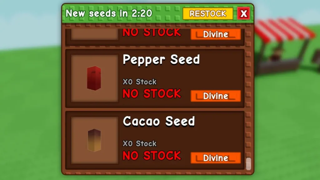 roblox grow a garden cacao seed in seed shop menu gamen.pro