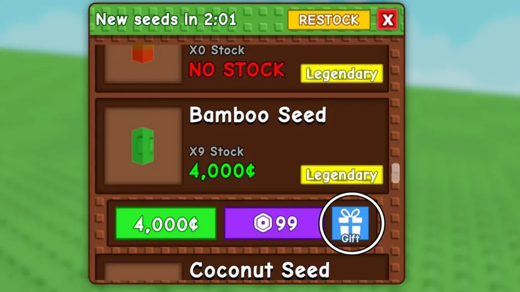 roblox grow a garden gift option seed shop menu gamen.pro