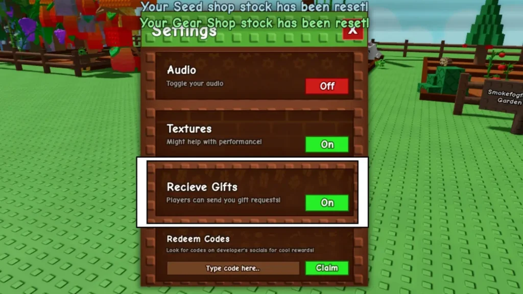 roblox grow a garden recieve gifts option settings gamen.pro