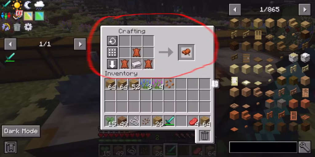 Minecraft: Cách chế tạo yên ngựa 1 saddle recipe in minecraft gamen.pro