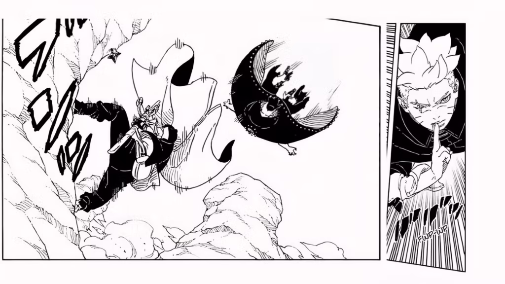 boruto hits jura after using flying raijin gamen.pro