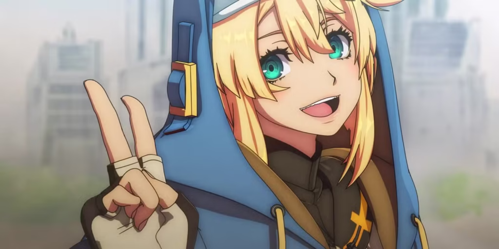gamen.pro bridget holds up a peace sign in guilty gear strive dual rulers