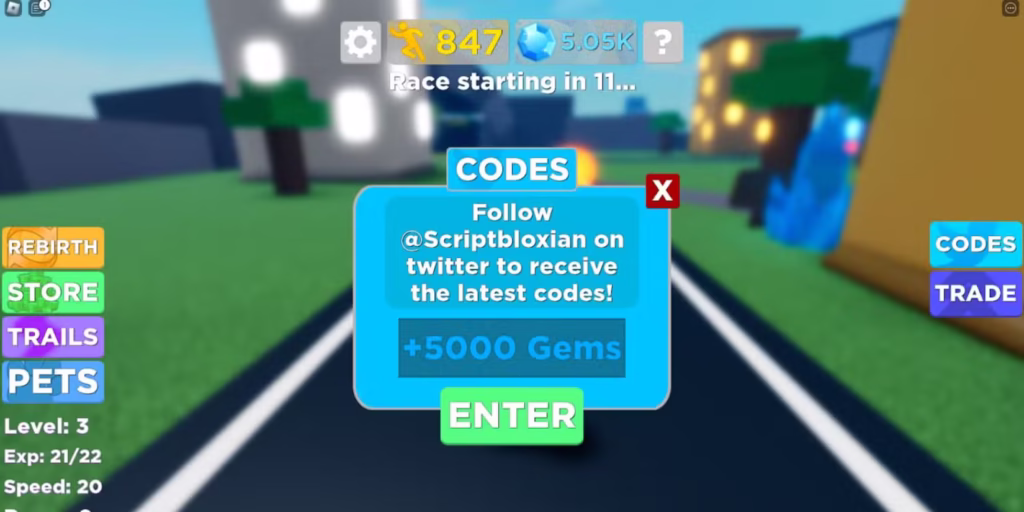 Mã quà tặng Legends of Speed tháng 6-2025: Nhận Gems và Steps miễn phí 1 roblox legends of speed codes 2 gamen.pro