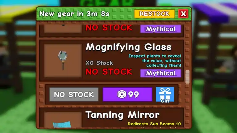 Cách sở hữu Magnifying Glass trong Grow A Garden 1 gamen.pro Gear Shop Magnifying Glass