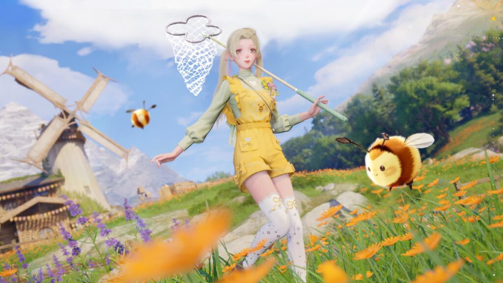 gamen.pro Nikki catching bees in a sunny meadow scene 1024x576 1