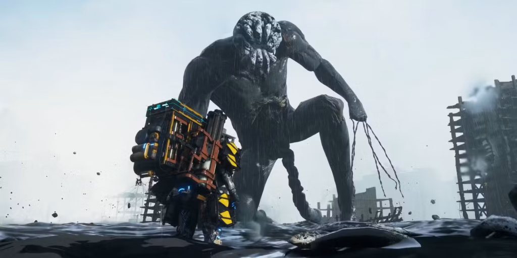 gamen.pro fighting a gigas bt in death stranding 2 on the beach