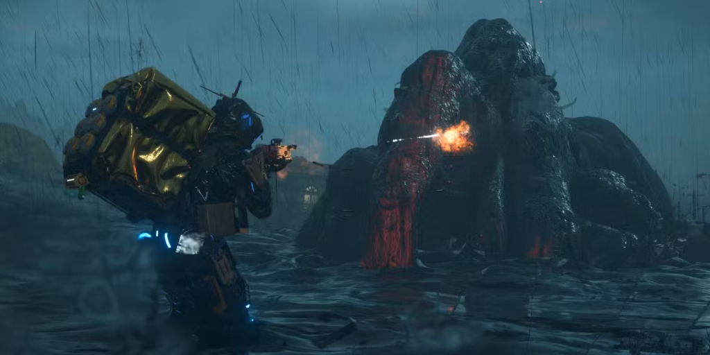 gamen.pro fighting a kheir bt in death stranding 2 on the beach