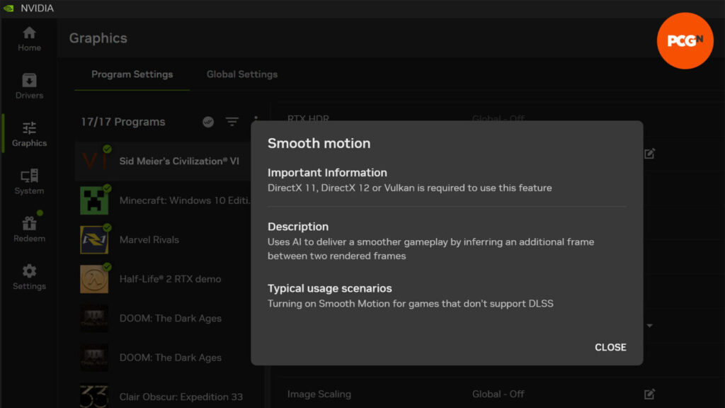 gamen.pro nvidia smooth motion enable