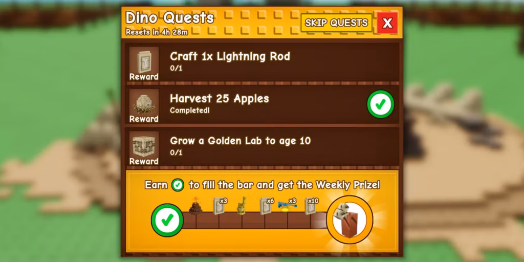 Grow a Garden: Hướng dẫn lấy hạt giống Bone Blossom 1 roblox dino quests weekly list gamen.pro