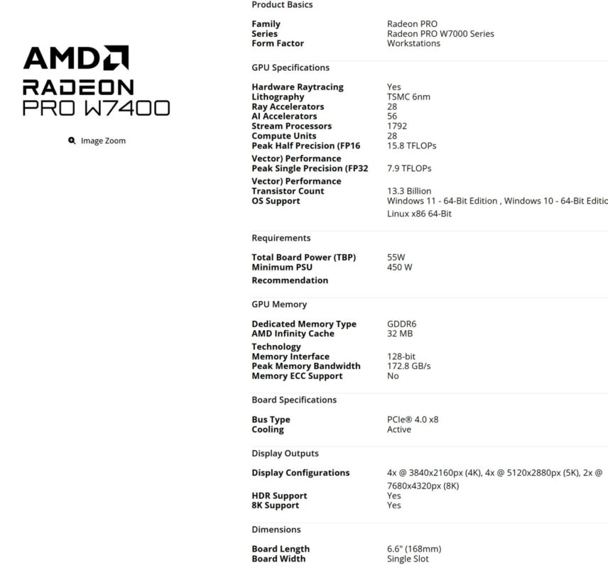 gamen.pro AMD RADEON PRO W7400 SPEC 1536x1436 1