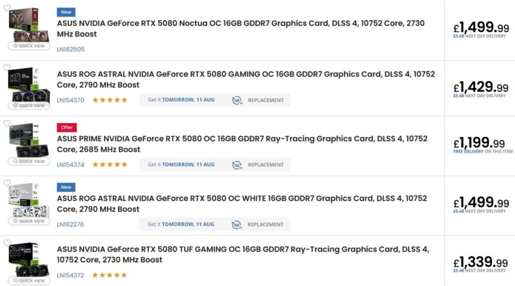 gamen.pro ASUS RTX 5080 PRICE SCAN UK 1200x667 1