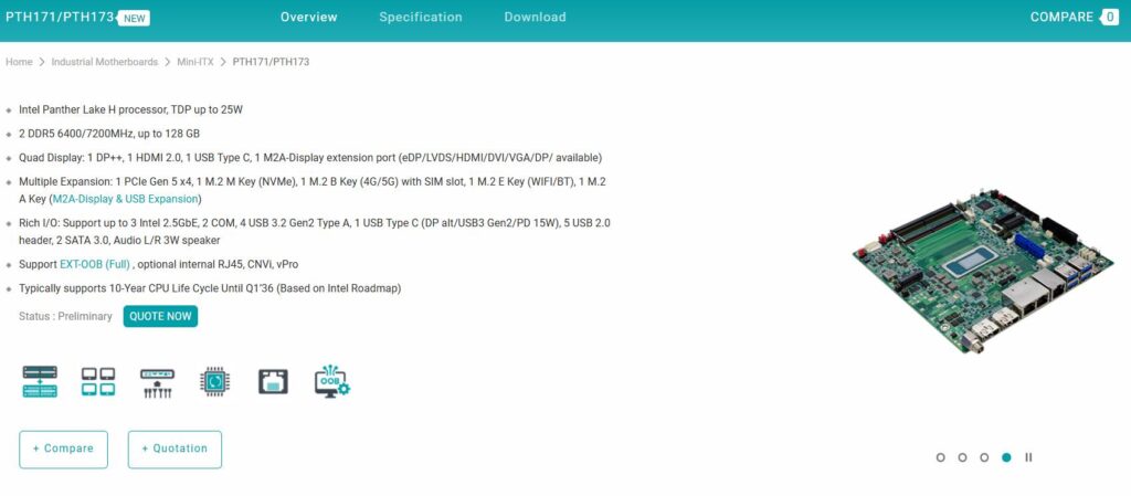gamen.pro Intel Panther Lake H CPU Mini ITX Industrial Motherboard