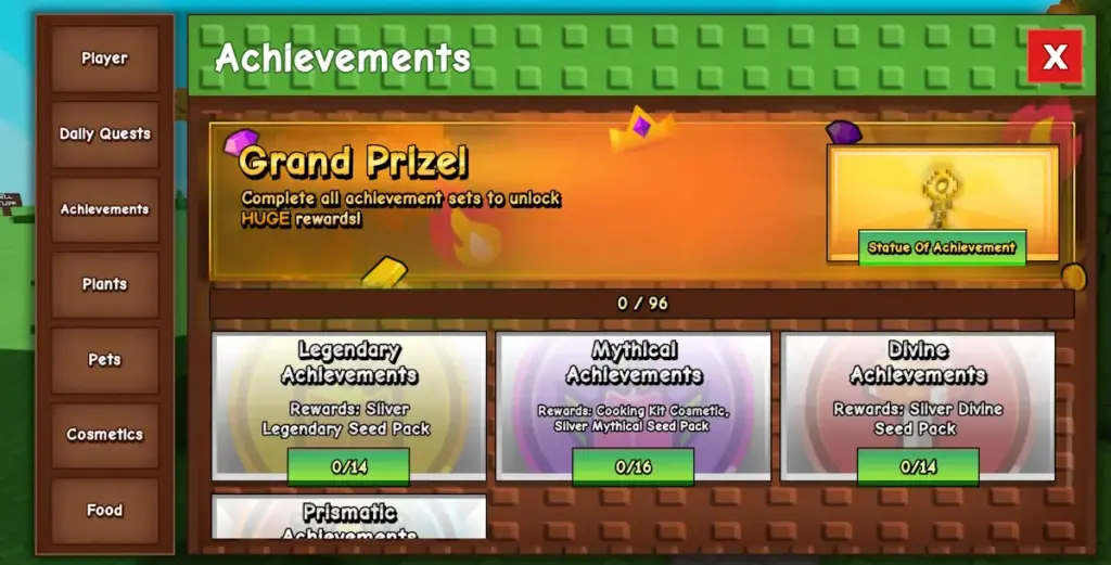 gamen.pro grow a garden achievements screen