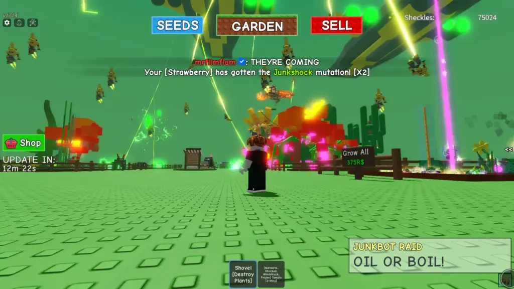 Albert bất ngờ xuất hiện trong Grow a Garden: Sự kiện Junkbot Raid và những “màn quậy” không tưởng 2 gamen.pro grow a garden albert admin abuse 03