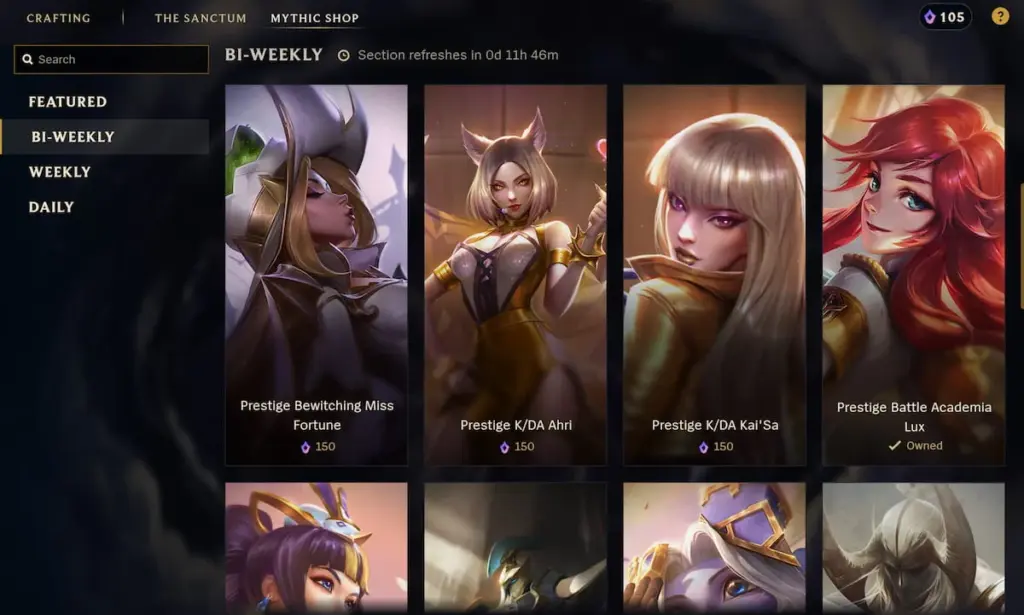 gamen.pro lmht Skins Mythic Shop League