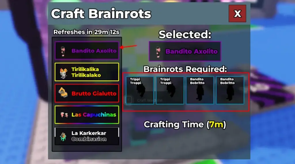 Steal a Brainrot: Toàn bộ công thức chế tạo Brainrot 2 gamen.pro Brainrot crafting recipes