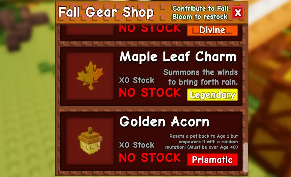 gamen.pro Golden Acorn in Fall Gear Shop