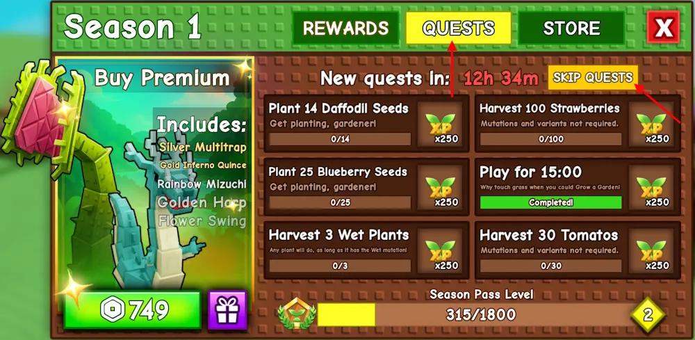 gamen.pro Grow a Garden Season Pass quests
